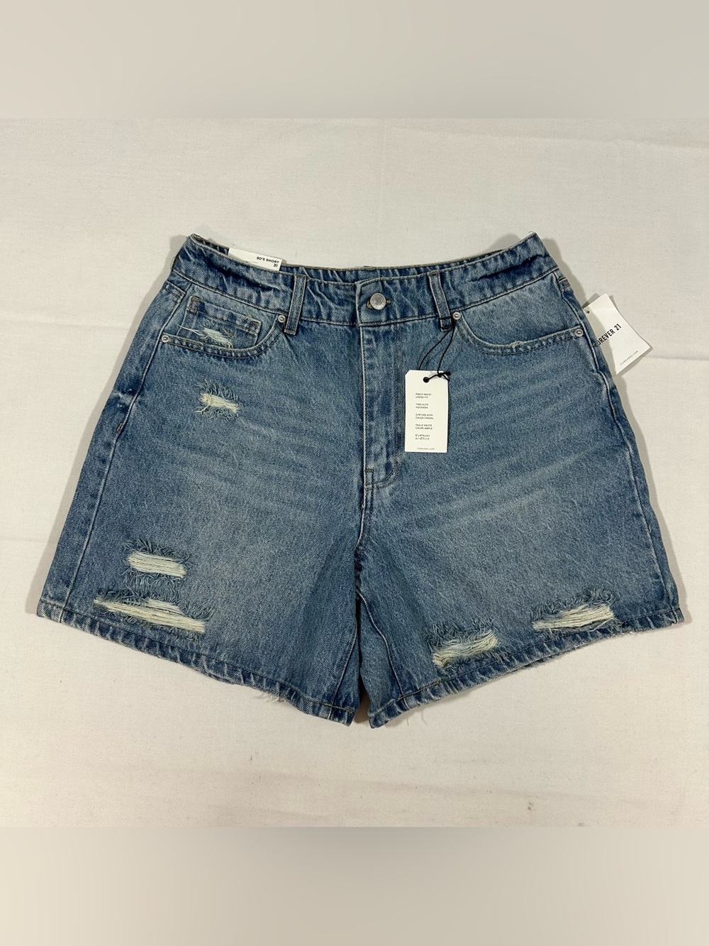 NWT Forever 21 90's Shorts Womens Size 31 High Waisted Loose Fit Distressed Blue